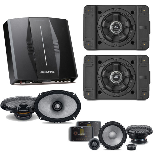 Alpine PXE-C80-88 OPTIM8 8-Channel Hi-Res Digital Sound Processor Amplifier w/ (2) SS-SB12 Subwoofer, R2-S652 & R2-S69 Bundle